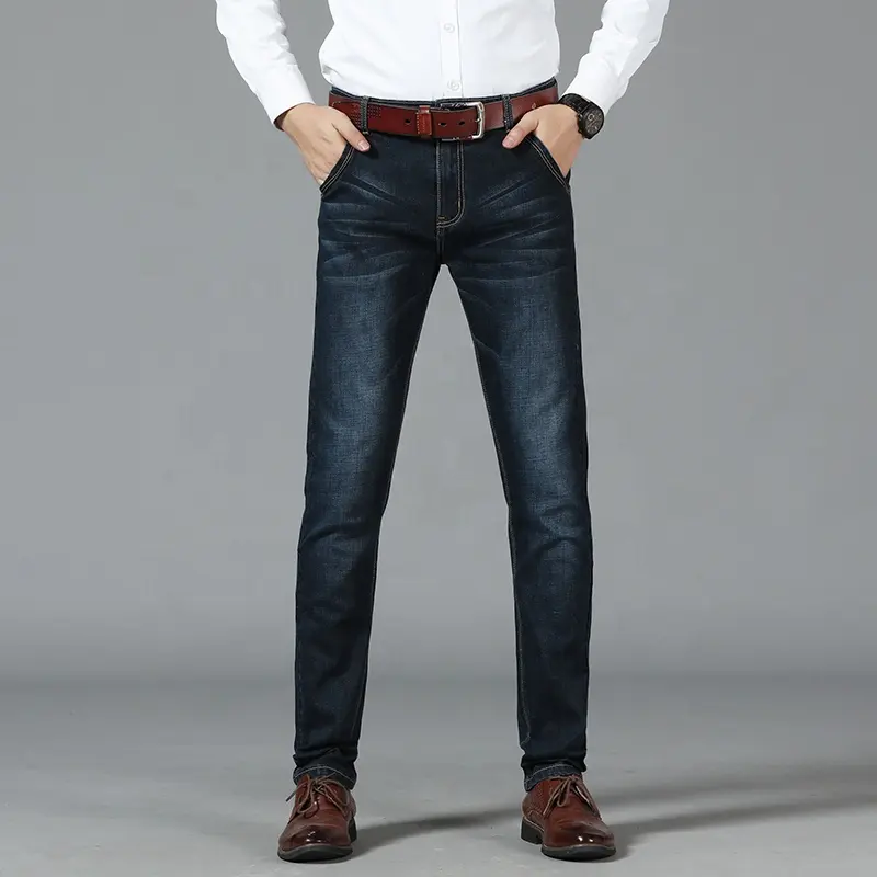 Barato al por mayor de jeans para hombres recto loco edad último diseño slim pantalones vaqueros Pantalones