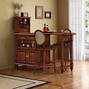 Meuble de bar en bois massif de style américain, extensible, avec cloison d'angle, servant de buffet de canapé, de bar à café, de meuble de salle à manger et de rangement d'entrée - Product Image 3