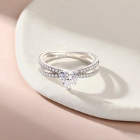 Anillos de Eternidad Románticos para Mujer, Diseño Nuevo, Chapados en Rodio, Plata de Ley 925, con Circonitas en Forma de Corazón, para Bodas y Fiestas