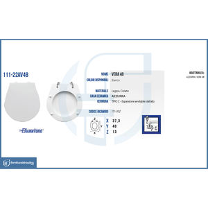 Copriwater Moderno Azzurra Vaso Vera 48 con Sgancio Rapido e Telecomando, in Materiale PP e Urea per Bagno - Product Image 2