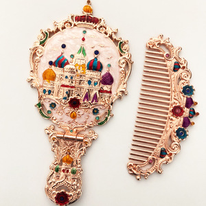 <span class=keywords><strong>Espejo</strong></span> cosmético plegable de Metal Retro europeo, Mini juego de regalo Rectangular portátil de doble cara para mujer, <span class=keywords><strong>espejo</strong></span> de maquillaje - Product Image 2