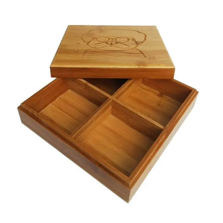 Custom Wooden Box Bamboo Wood Box with Partitions