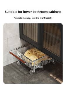 Panier à linge en fer et chariot <span class=keywords><strong>de</strong></span> rangement compact pour balcon et sous-meuble, idéal pour le rangement des vêtements près <span class=keywords><strong>de</strong></span> la <span class=keywords><strong>machine</strong></span> à <span class=keywords><strong>laver</strong></span> - Product Image 4