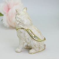 Boîte à bibelots en métal peinte à la main, figurine d'animal émaillée à charnière, objets de collection, cadeau pour la maison