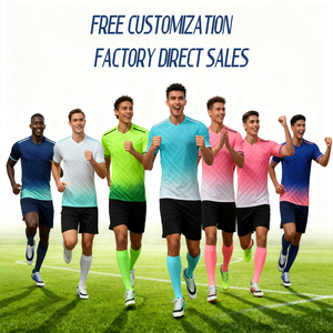 เสื้อฟุตบอลชายผู้ใหญ่ผ้าโพลีเอสเตอร์100% เสื้อคอวีแขนสั้นระบายอากาศได้ดีพิมพ์ลายถ่ายโอนความร้อนสำหรับชื่อทีมที่กำหนดเอง - Product Image 1