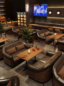 Meubles design tout-en-un de style rétro avec banquette et table pour bar à cigares, pub lumineux, lounge à vin, et espaces de négociation client - Product Image 2