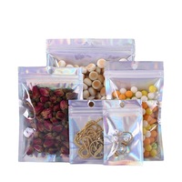 Petit prix bon marché 3 côtés scellés holographiques thermoscellés sacs en plastique Mini fermeture éclair plate Laser bonbons cadeaux emballage sacs pochette