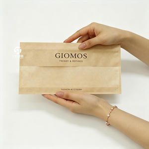 Sacs coulissants en papier kraft à trois soudures latérales avec fenêtre |   Emballage refermable réutilisable pour vêtements et sous-vêtements - Product Image 3