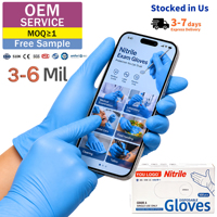 Gants en nitrile bleus 510K AQL 1.5, qualité médicale, qualité alimentaire, 3-6 mil, gants en nitrile jetables pour laboratoire dentaire, beauté, soins de santé