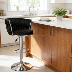 <span class=keywords><strong>Chaise</strong></span> de <span class=keywords><strong>bar</strong></span> de luxe TUQ, 44 cm de large, rembourrée en velours, réglable, avec dossier ergonomique incurvé, pour <span class=keywords><strong>bar</strong></span> à domicile, îlot de cuisine, extérieur - Product Image 1