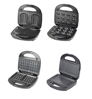 Machine à Gaufres Mini 3-en-1 Détachable et Antiadhésive pour 2 Tranches, Grille-Pain, Presse et Grill à Sandwich avec Plaques Amovibles en Gros