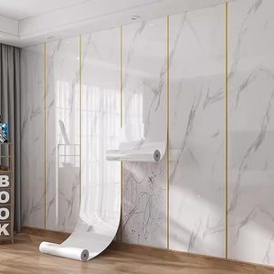 Rollos de papel tapiz autoadhesivo con patrón de mármol blanco, pegatina de pared moderna impermeable de 120cm * 3M para sala de estar, escuela, venta al por mayor - Product Image 2