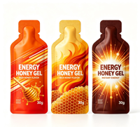 Sachets d'emballage recyclables et durables pour gel énergétique au miel, style bouteille, avec film mat et pochette spéciale