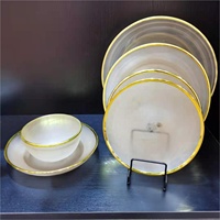Ensemble de vaisselle pour événements en gros, assiettes plates en verre rose et bol à soupe