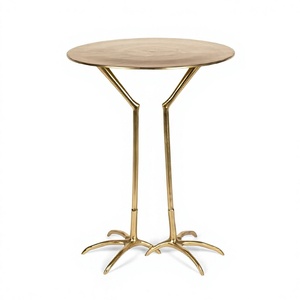 Mesa Auxiliar Redonda Moderna de Metal con Acabado Bronce, Tipo de Pie, para Sala de Estar, Diseño Duradero - Product Image 1