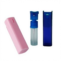 Flacon vaporisateur de parfum portable de 10 ml en plastique rechargeable avec bouchon à vis, sérigraphie et pompe pulvérisatrice
