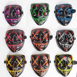 Halloween Neon Mask <b>LED</b> <b>Light</b> up Vendetta Anonymous Party Masks Horror Grimace Bloody EL <b>Wire</b> Masks - Product Image 4