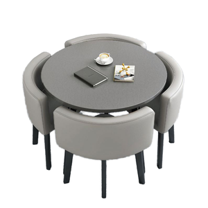 Combinación de silla de mesa informal de Metal Simple moderna para el hogar, mesa de <span class=keywords><strong>comedor</strong></span> de <span class=keywords><strong>4</strong></span> plazas, forma redonda/cuadrada, sala de estar, 1 año de garantía - Product Image 4