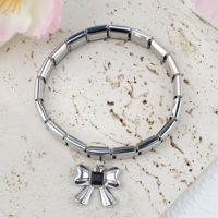 Gelang Pesona Italia Tren Mode Terbaru, Gelang Pesona Italia Emas dan Perak Seri Liontin Pita, Baja Anti Karat 304, Modul Gelang 9mm * 10mm