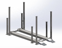 Ascenseur automatique hydraulique de stationnement de voiture Système robotique à 4 colonnes Parking vertical et horizontal en acier pour 3 voitures