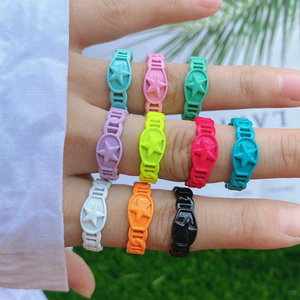 2025 Mới Nhất Handmade Nhỏ Giọt Dầu Hình Học May Mắn Sao Ngón Tay Vòng Không Phai Đầy Màu Sắc Men Liên Kết Chuỗi Cuff Vòng - Product Image 1