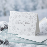 Tarjetas de Agradecimiento Personalizadas con Diseño de Copo de Nieve Invernal en Relieve Plateado, Tarjetas de Felicitación Navideñas para Empresas, Paquete al por Mayor