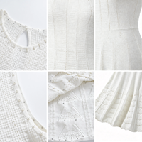 Nouvelle arrivée 2026, robes longues décontractées de luxe pour femmes, en tissu tricoté perlé, design ajouré, robes en tricot pour femmes