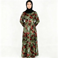 Abaya pour femmes grande taille, coupe ajustée, respirante, en polyester, imprimé numérique, longueur cheville, pour le printemps, le Ramadan, les mariages et l'usage quotidien
