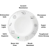 Vaisselle en verre en gros, assiettes plates et bols en verre opale blanc de 6, 7, 8, 9, 10, 11, 12 pouces
