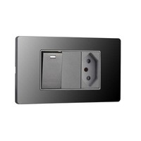 Enchufe universal de Italia 16A estándar de EE. UU., interruptor y enchufe de Panel de vidrio multienchufe de alta calidad 1/2 gang.