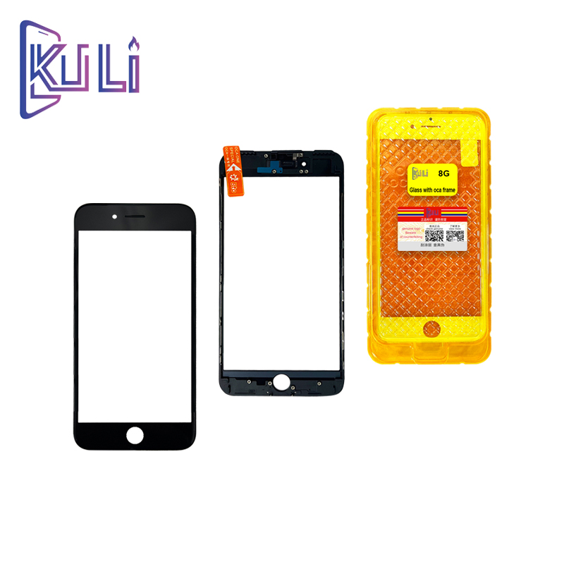 KULI OEM оригинальная заводская цена Мобильный ЖК сенсорный экран Замена для iPhone 7 7 + 7P 3 в 1 Внешний стеклянный объектив с рамкой OCA