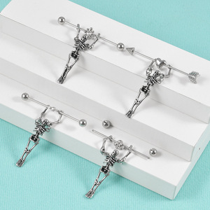 Labret-<span class=keywords><strong>Piercing</strong></span> para la oreja de acero inoxidable para <span class=keywords><strong>hombre</strong></span> y mujer, <span class=keywords><strong>Piercing</strong></span> para el cartílago con diseño de Calavera, Punk, Industrial - Product Image 6