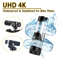 Cámara Deportiva 4K HD WiFi con Linterna, Cámara para Casco, Antivibración, Impermeable, con Tarjeta TF, Grabadora para Motocicleta