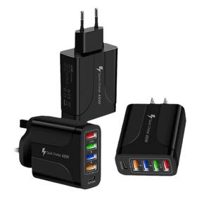 Vente en gros 48W QC3.0 Chargeur mural rapide 5 ports USB Adaptateur d'alimentation pour 11 12 13 <span class=keywords><strong>14</strong></span> <span class=keywords><strong>Pro</strong></span> <span class=keywords><strong>Max</strong></span> 5V/3A <span class=keywords><strong>Sortie</strong></span> 9V/2A Entrée - Product Image 1