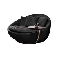 Ensemble de canapés de designer italien modernes et paresseux Lacoon Minimalist Sherpa Fabric Single Balcony Leisure Chair Sponge Filling Rotatable