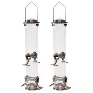 Mangeoire à oiseaux en acier inoxydable à l'épreuve des écureuils suspendue automatique 4 ports d'alimentation Mangeoire en métal résistant aux intempéries Mangeoire à graines Offre Spéciale - Product Image 3