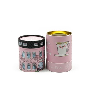 Tube en papier de luxe personnalisé avec logo imprimé, idéal pour le thé en vrac, vente au détail et en gros, avec couvercle - Product Image 3