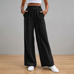 Pantalones Deportivos de Felpa de Poliéster de Corte Regular, Estilo Urbano, Transpirables, Ecológicos, para Verano, Pantalones Deportivos Informales para Mujer, Elásticos - Product Image 1