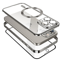 Étui en métal pour iPhone 14 Pro 15 Pro 15 Pro Max avec anneau magnétique et protection de l'appareil photo.
