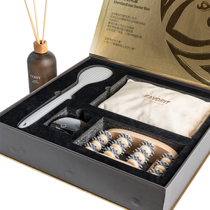 Planche de massage des pieds en acier inoxydable et bois écologique, rouleau de massage, compresse chaude, manomètre de pression au poignet, coffret cadeau - Product Image 2