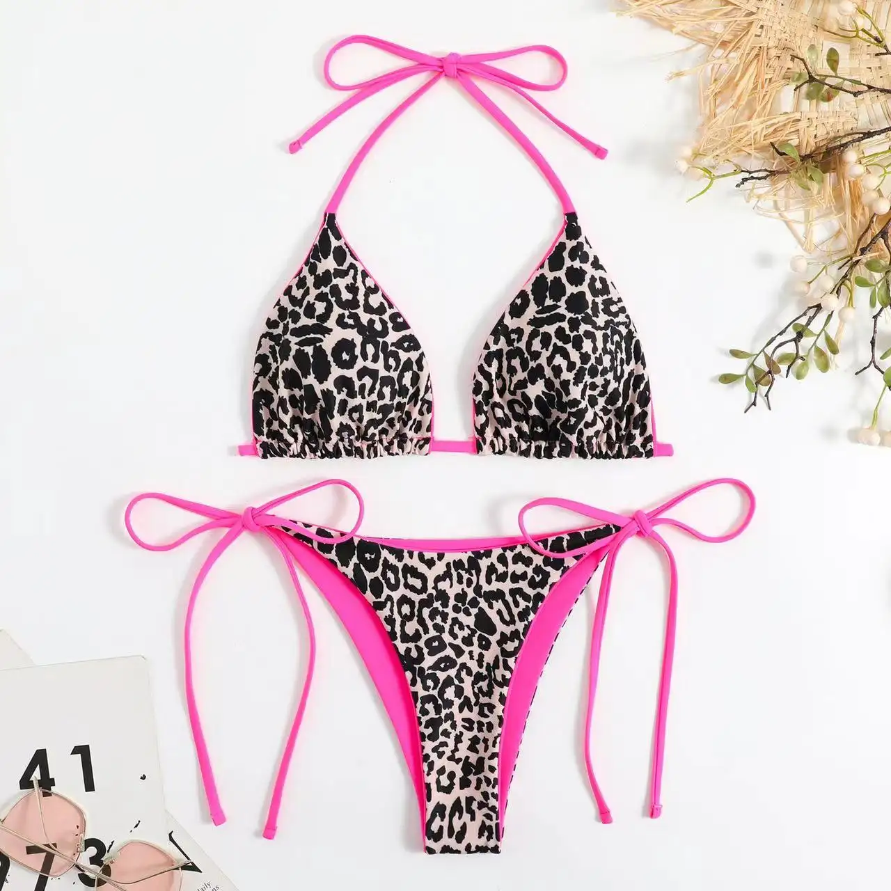 2023 Sommer Hot Women New Designer Bikini Set Luxus Badeanzug mit Leoparden muster 2 Stück Strand bade bekleidung