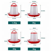 Nouveau distributeur automatique de nourriture pour poulets rouge et blanc de 1,5 kg avec pieds en plastique pour poulets, canards, oiseaux, volailles