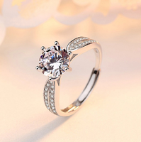 Bague de fiançailles en argent 925 de haute qualité, réglable, avec un grand motif de cœurs et d'arrows, logo estampé, pour la vente en gros