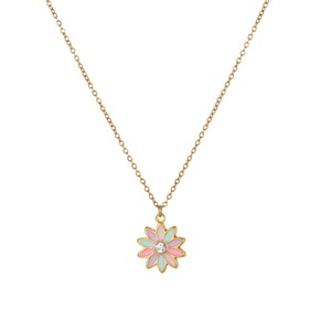 CAIOOCHE Ensemble de bijoux <span class=keywords><strong>pour</strong></span> enfants personnalisé et mignon, collier et boucles d'oreilles <span class=keywords><strong>en</strong></span> acier inoxydable avec fleurs <span class=keywords><strong>en</strong></span> émail, ensemble de bijoux raffinés <span class=keywords><strong>pour</strong></span> filles - Product Image 4