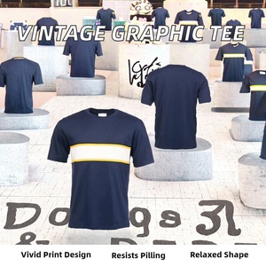 Camisetas Estampadas de Estilo Urbano para Hombre, Tallas Grandes, Lavado Ácido, Personalizadas, Vintage, Holgadas, Anti-Pilling, Mezcla de Poliéster/Algodón - Product Image 2