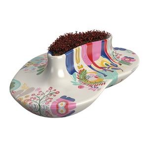Banc de patio durable en fibre de verre avec design de pot de fleurs pour espaces commerciaux, sièges extérieurs décoratifs DK-3361 - Product Image 5