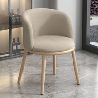 Chaise de salle à manger moderne en lin bleu clair avec accoudoirs incurvés, pieds en bois noir et finition dorée, rembourrée, écologique, pour appartement, maison, café, restaurant