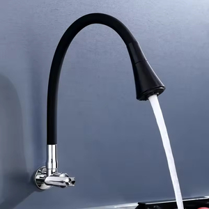 Robinet de cuisine gourmet noir à poignée unique de conception d'usine mélangeur de robinet de zinc monté sur le pont avec le tuyau flexible - Product Image 2