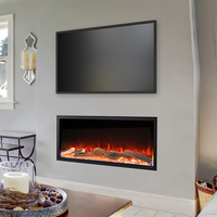 Insert de Cheminée Électrique à Vue Panoramique 3 Côtés, Chauffage 1500W, Réglable, Moderne, en Métal, Intégré, Décoratif, pour Maison et Hôtel