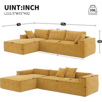 Canapé modulaire sectionnel convertible de luxe en forme de U, sans structure, compressé et rafraîchissant, pour appartement, salon, décoration, centre commercial, hôtel